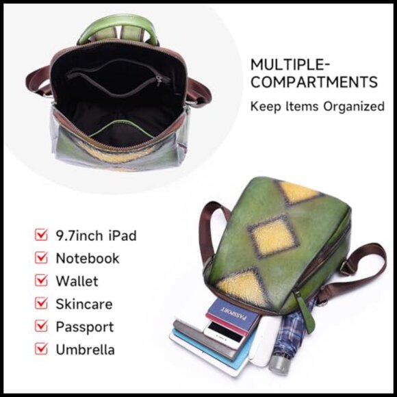 Floral Leather Mini Backpack Daypack Adjustable Straps Travel Casual Chic main image 5